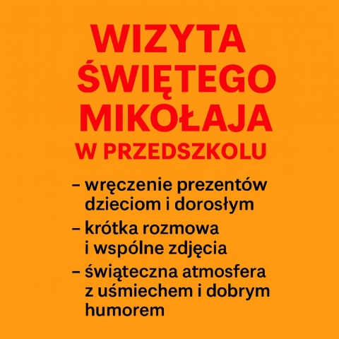 Wizyta Świętego Mikołaja w Przedszkolu lub Firmie